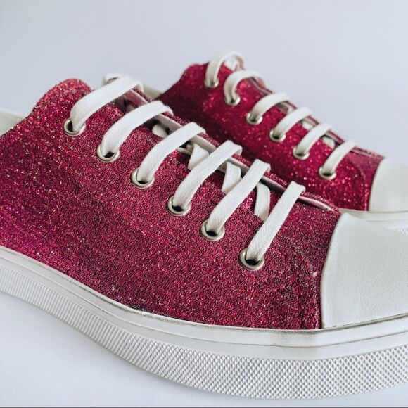 ⭕️ SAINT LAURENT Sneakers Low Pink Glitter YSL - Picture 7 of 11